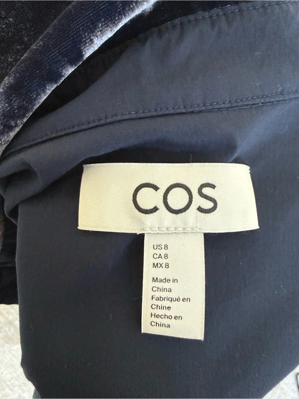 COS Deep Navy Velvet Button-Down Shirt - Picture 4 of 5